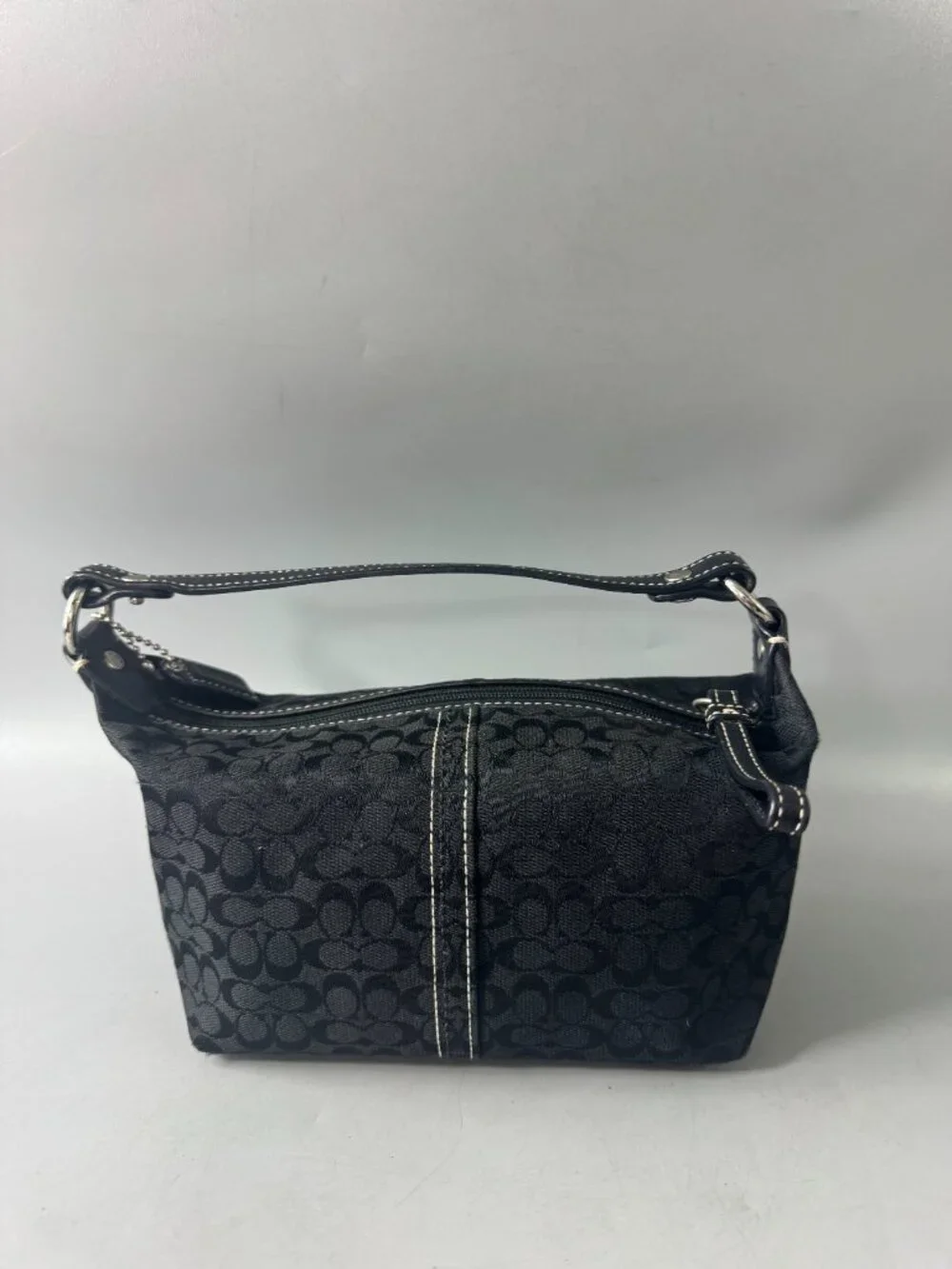Authentic Vintage Coach Black Signature Jacquard Demi Bag